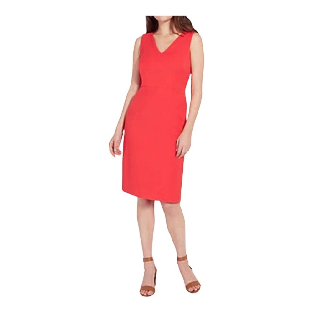Ann Taylor Rose Pink Crepe Ruffle Office Cocktail Dinner Date Party Church Dress